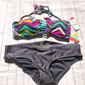 Raisins Bandeau Bikini Set Gray